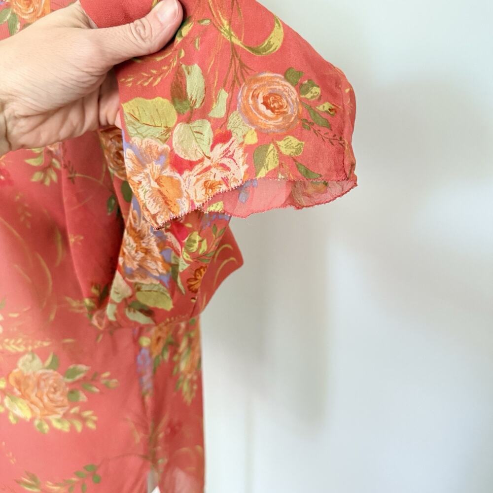 Cabi Coral Floral Lightweight Silk Sequin Embellished Embroidered Blouse Size S - Picture 11 of 15
